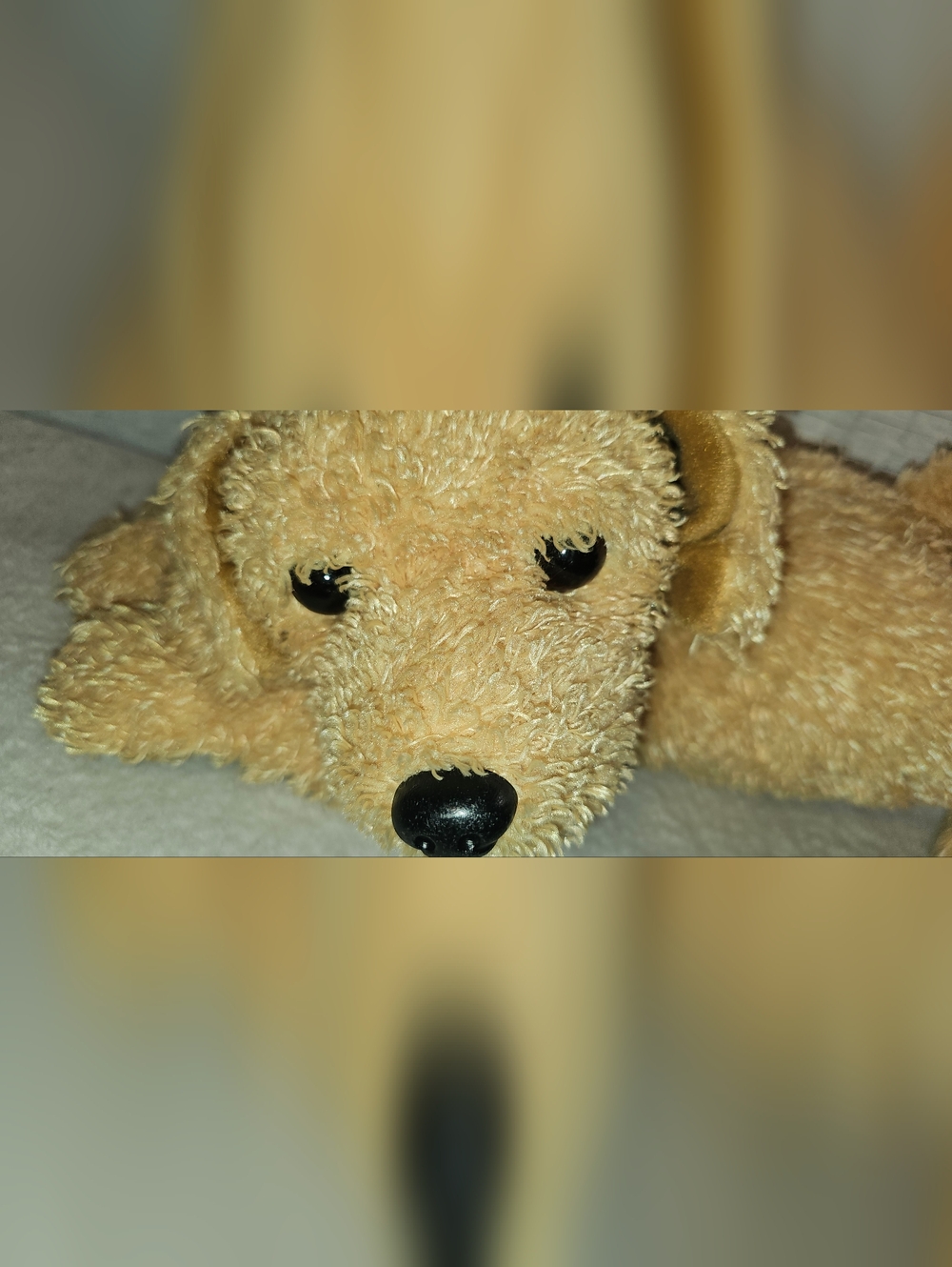 Ty Plush Puppy in Tan with Black Nose and Eyes